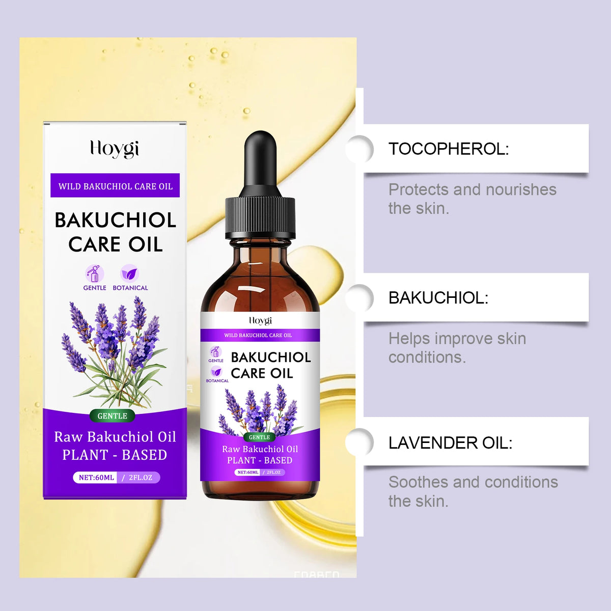 Bakuchiol Essectial Oil Relaxing Reduce Fine Lines Smoothing Facial Body Skin Care Nourish Aromatherapy Lavender Essential Oil