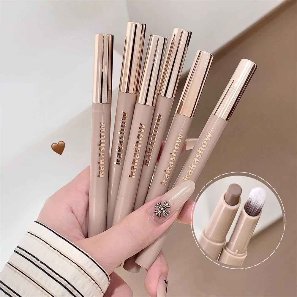 3D Contouring Pen Matte Bronzer Stick Grey Brown Nose Shadow Contour Pen With Brush Double Head Facial Contour Stick Makeup