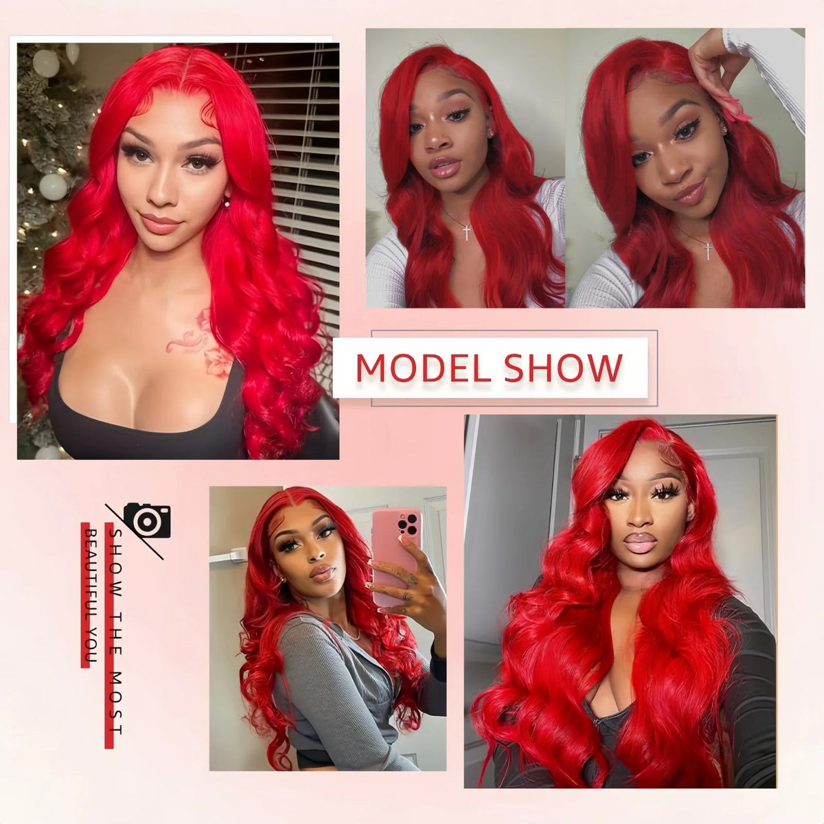 Dark Red Wig Natural Curly Long Wavy Synthetic Middle Part Loose Deep Wave 13X4 Lace Front Wigs for Women Daily Party Cosplay
