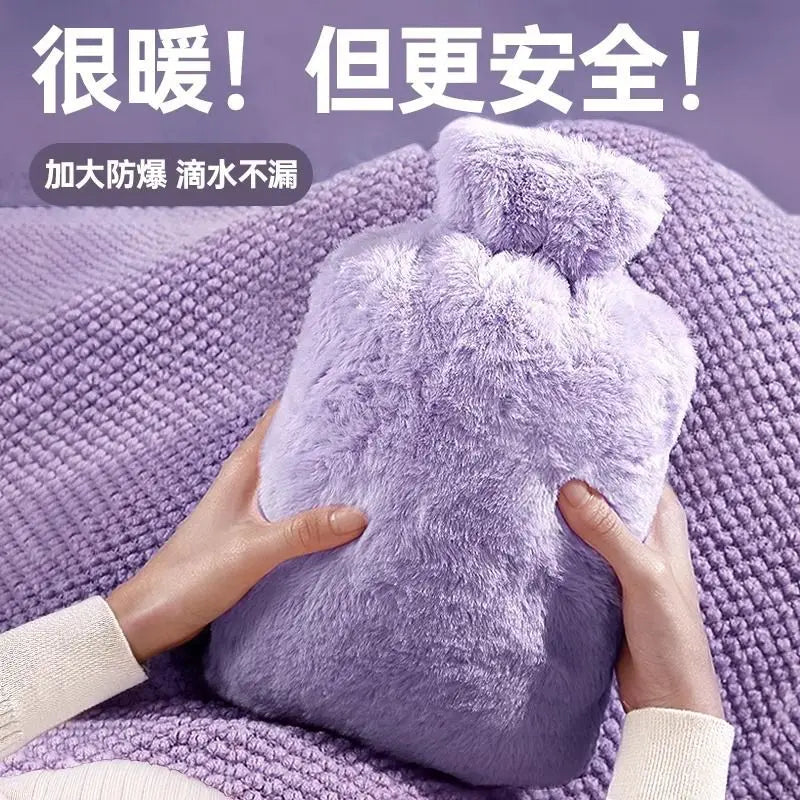 2025 Hot Water Bottle with Cover 1L for Bed Hand Foot Warmer Hot Water Bag Neck Shoulder Pain Menstrual Cramps Hot Compress