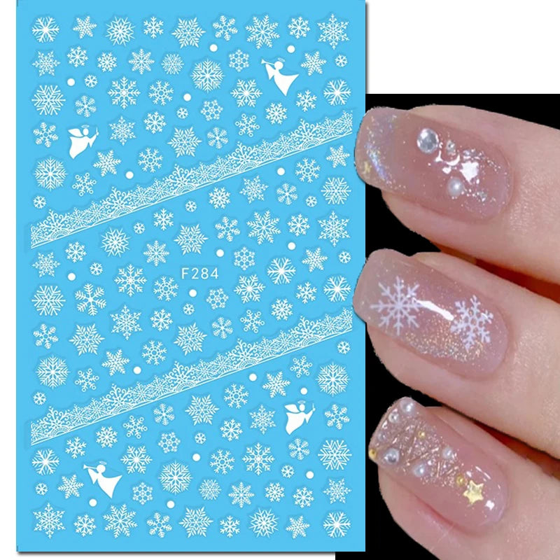 3d Nail Art Stickers Winter Christmas Trees Snow Mountains Xmas Snowflakes Decals For Nails Decoration Manicure Salon Beauty