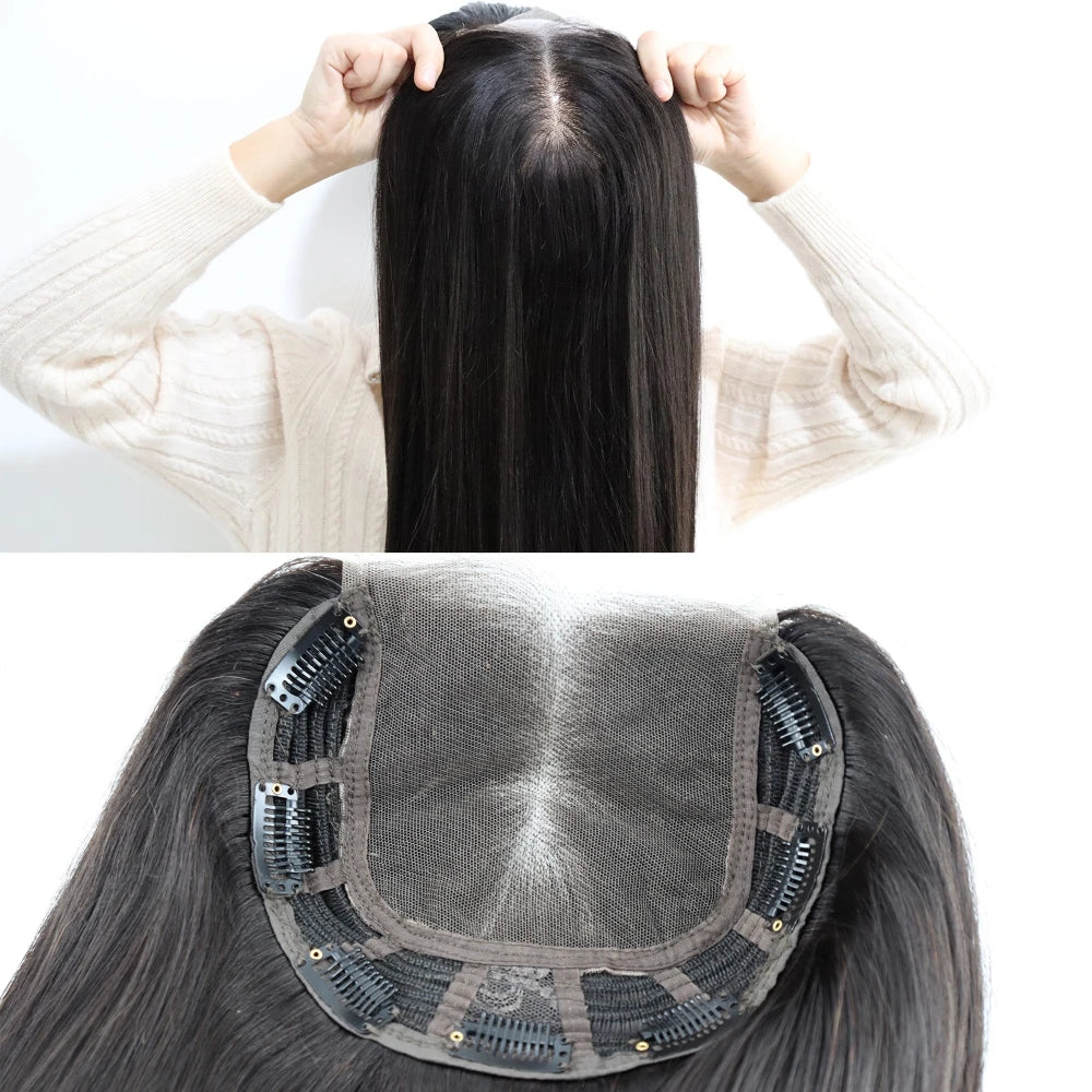 18x20cm Human Hair Topper Closure Straight Remy European Hair Piece HD Lace Topper Breathable Bleached Knots with Baby Hair