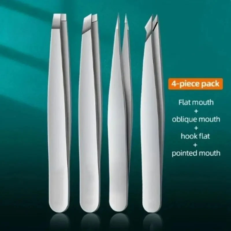 Eyebrow Tweezers Set 1/4 Pcs Stainless Steel Eyebrow Forceps Professional Beauty Tool Set For Facial Hair Inward Growing