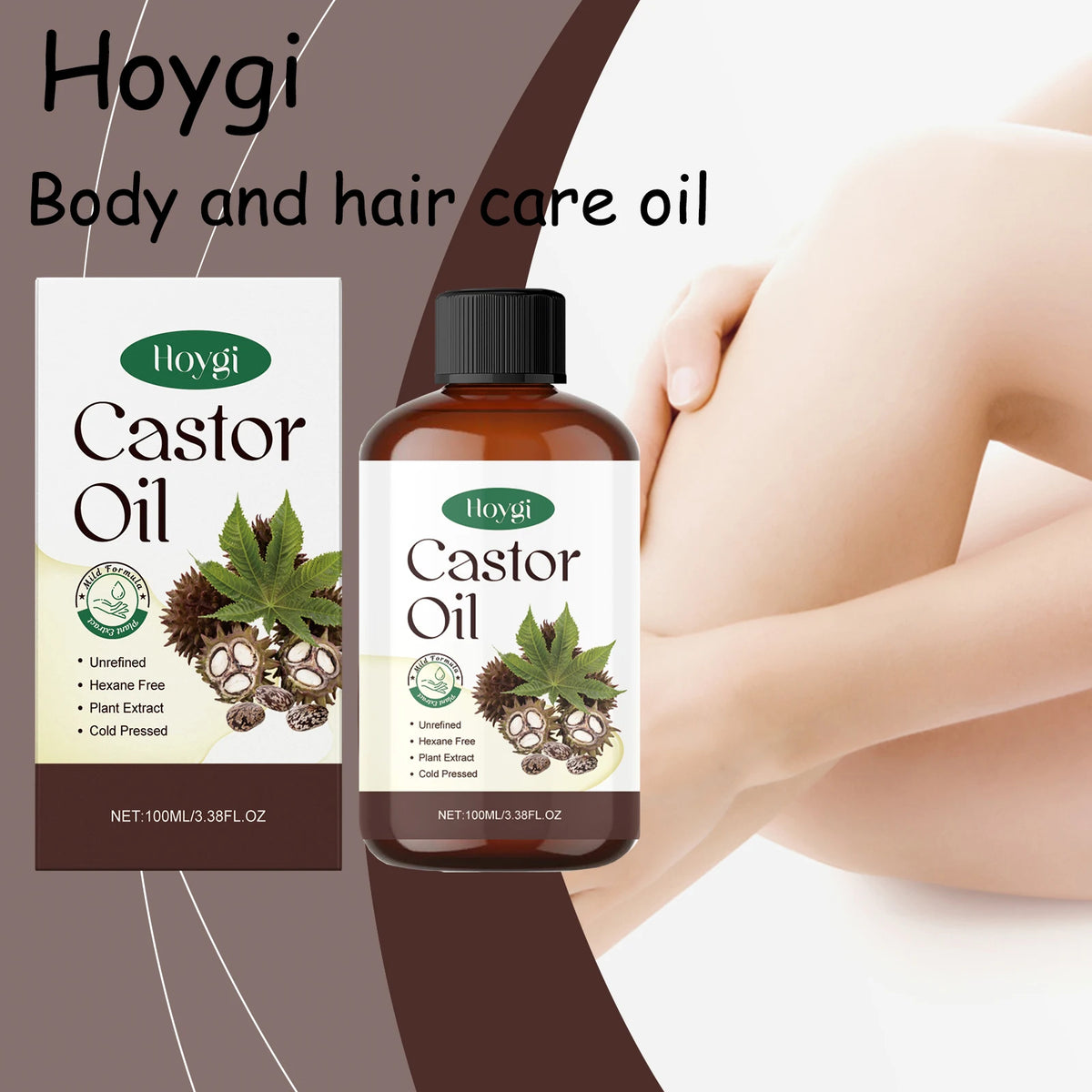 Hoygi Castor Oil Body Care Oil Nourishing Skin and Scalp Moisturizing Massage Hair and Body Improve Skin Texture Body Care Oil