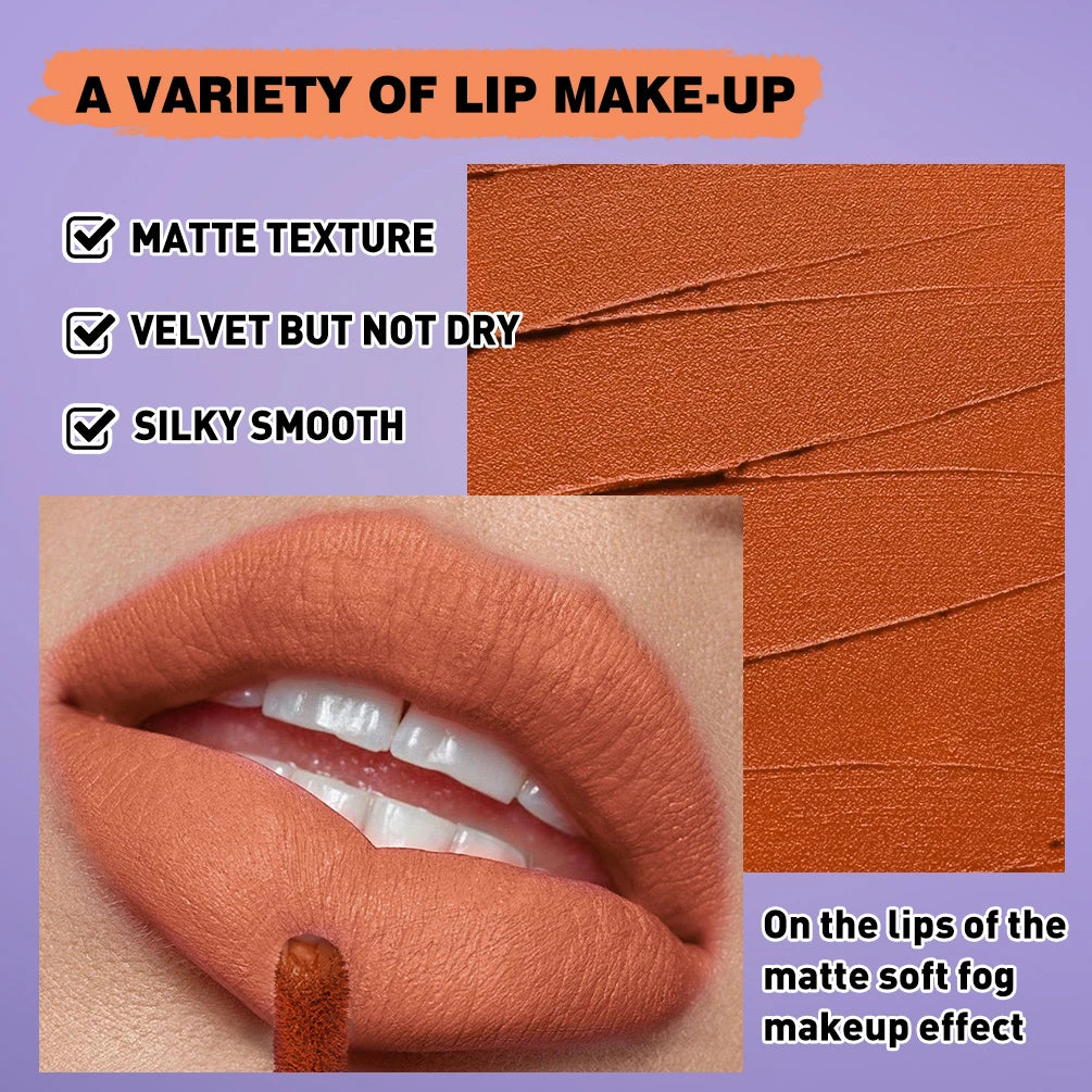 QIBEST Halloween Liquid Lipstick Makeup Sets Waterproof Matte Lipstick Red Black Orange Purple Lip Stain Tint Lasting Cosmetics