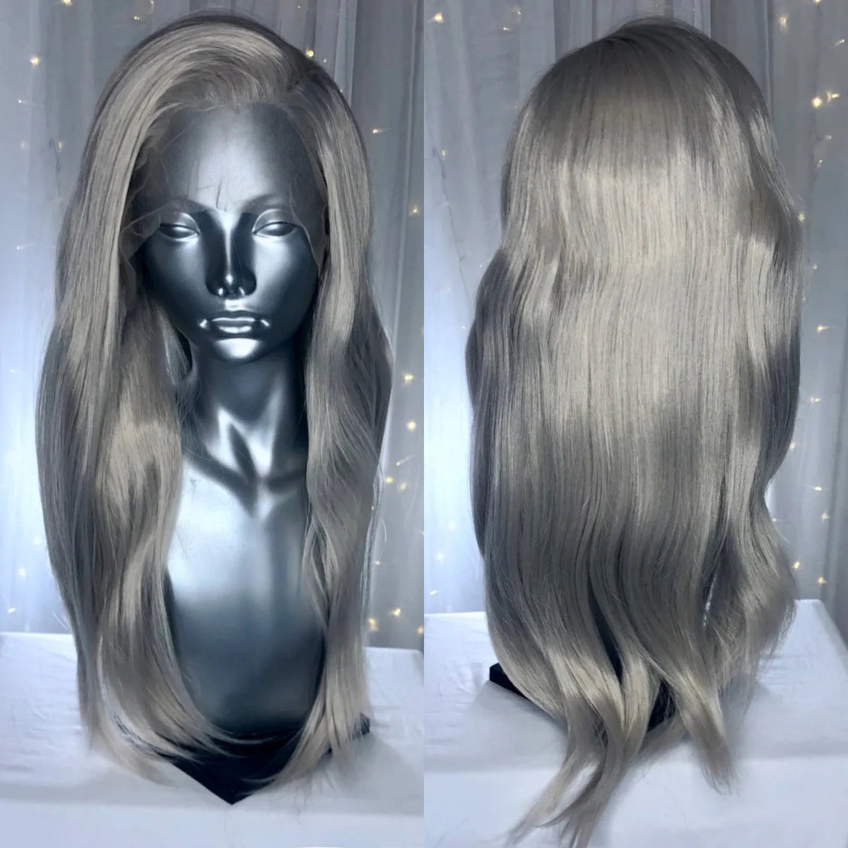 Long Wavy Dark Brown Synthetic Lace Front Wigs for Women Free Part Layered Cut Natural Wave Brunette Colored 13X4 Wigs Daily Use