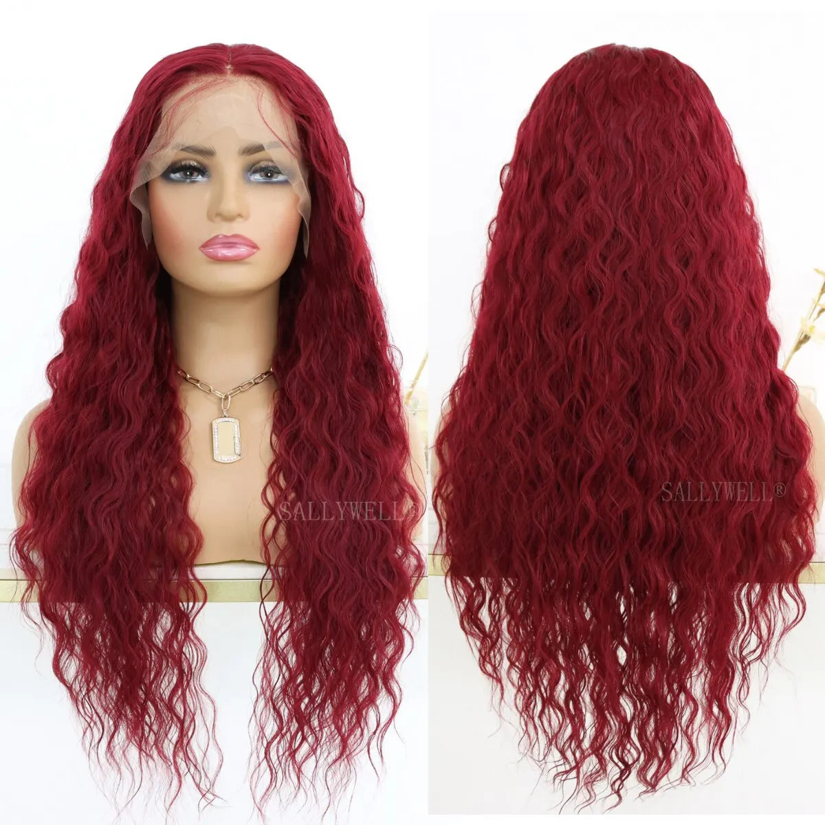 Long Curly Synthetic Lace Front Wigs Honey Blonde Wigs for Women Loose Deep Wave Wig Natural Looking Crimps Heat Resistant Hair
