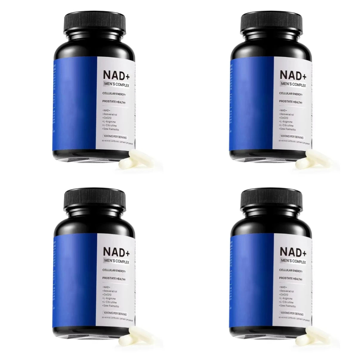 NAD+ Men’s Complex with L-Arginine CoQ10 & Resveratrol – Daily Energy Antioxidant & Wellness Support Vegan Non-GMO 60 Capsules