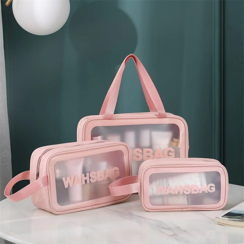 New Transparent Makeup Bag Set Toiletry Organizer Washbag for Women Portable Toiletries Pouch Travel Essential Cosmetics Bag
