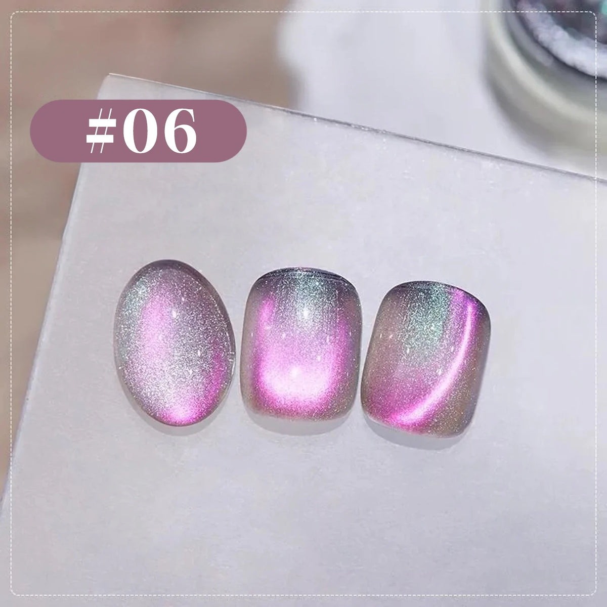 MIANEL 2026 New 12ML Aurora Night Cat Eye Gel Nail Polish Flash Sparkle Holographic Crystal Dual Light Silk Glass Bead Nail Art