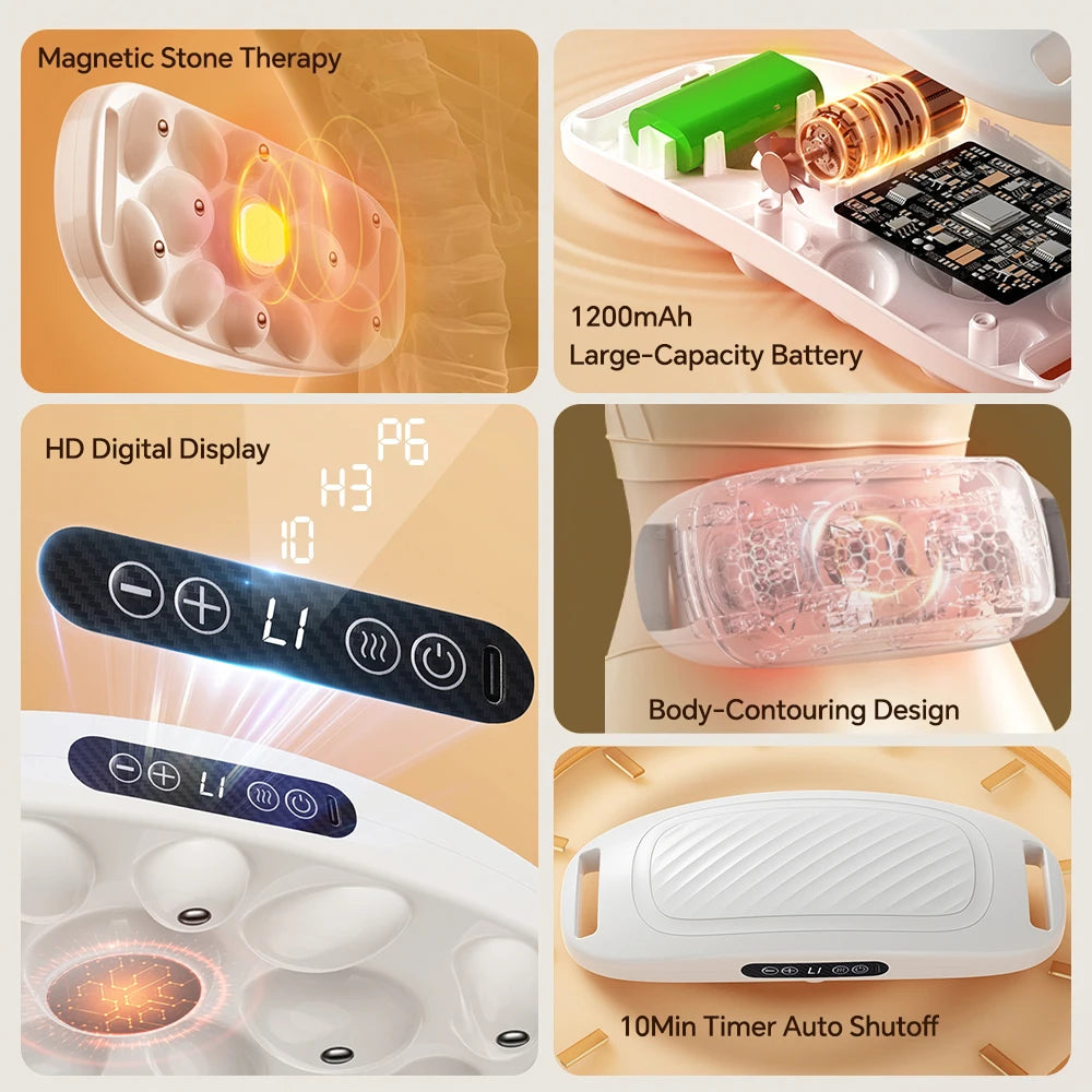 Electric Belly Massager 9 Modes 3 Heat Settings Rechargeable Abdominal Massager Cordless for Home Relax