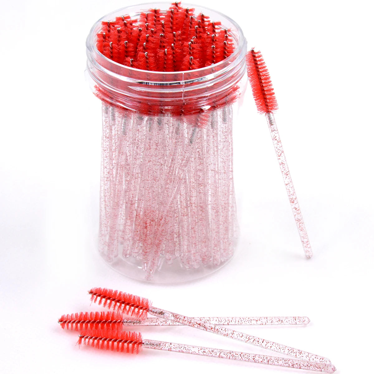 50pcs Crystal Eyelash Brushes With Contianer Disposable Lash Mascara Wands In Case Micro Makeup Applicators  Beauty Tools