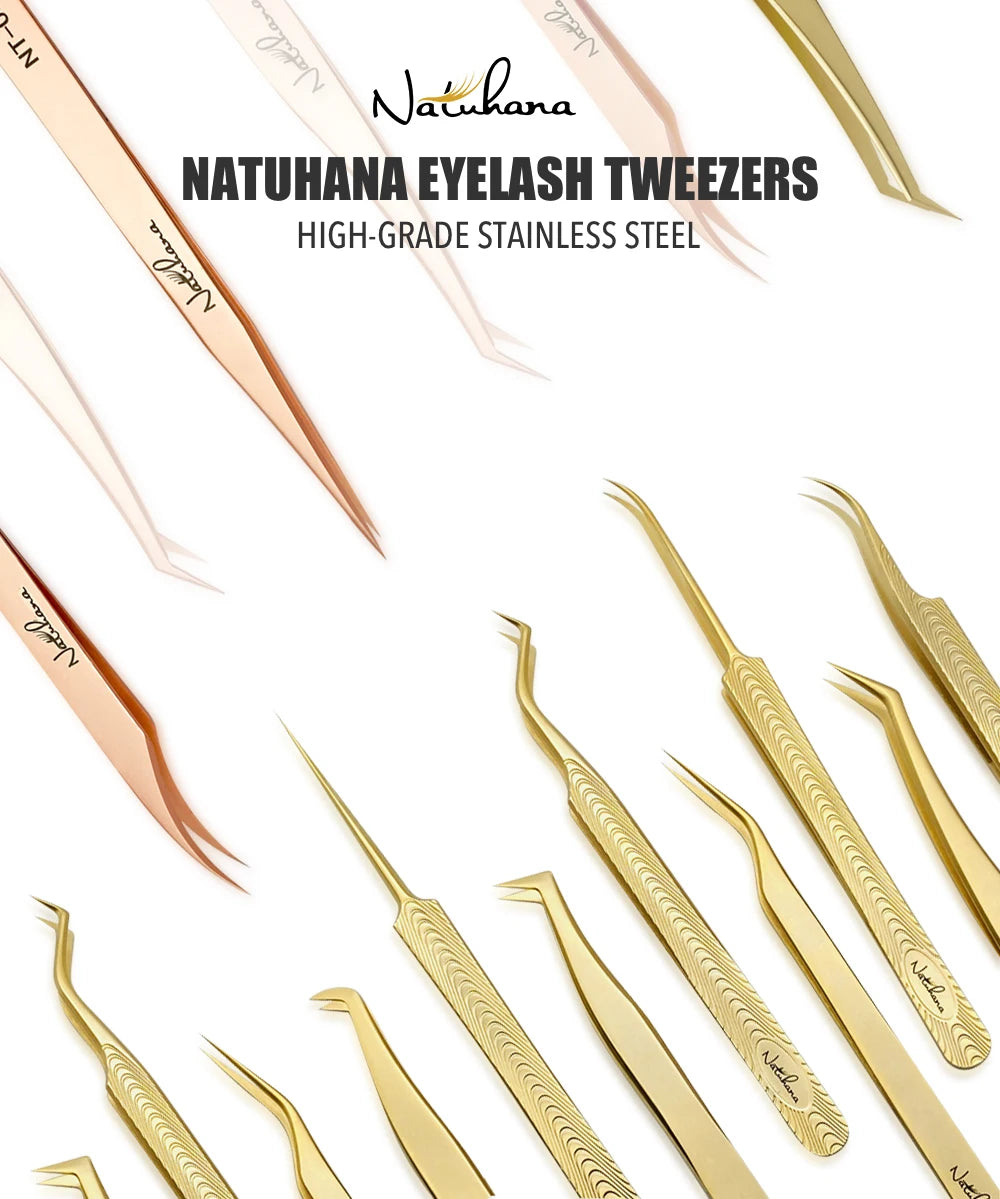 NATUHANA Professional for 3D Tweezers Stainless Steel Volume Eyebrow Tweezer False Eyelash Extension Tweezers for Makeup Tools
