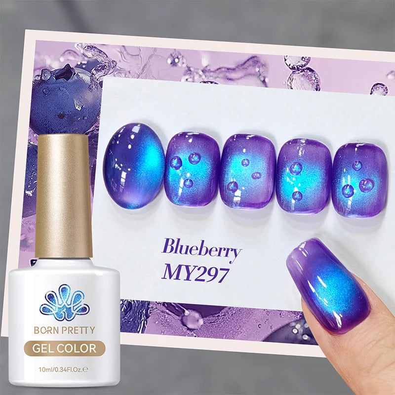 BORN PRETTY 10ml Purple Black Green Cat Magnetic Gel Ultra Shine Semi Permanent Soak Off UV Gel Summer Nail Art Varnish