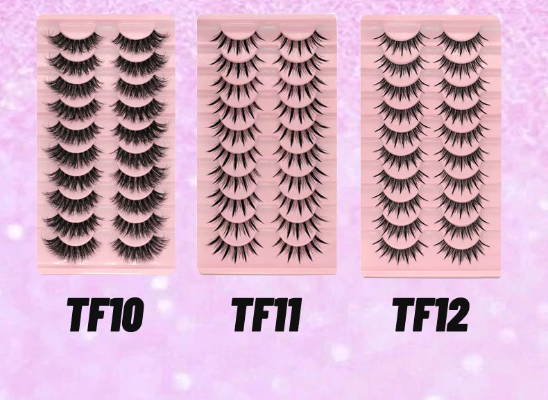 GROINNEYA Manga Lashes 5/10 Pairs 3D Clear Band Lashes Natural Look Mink Eyelashes Fluffy Cat Eye Lashes Pack Fake Eyelashes
