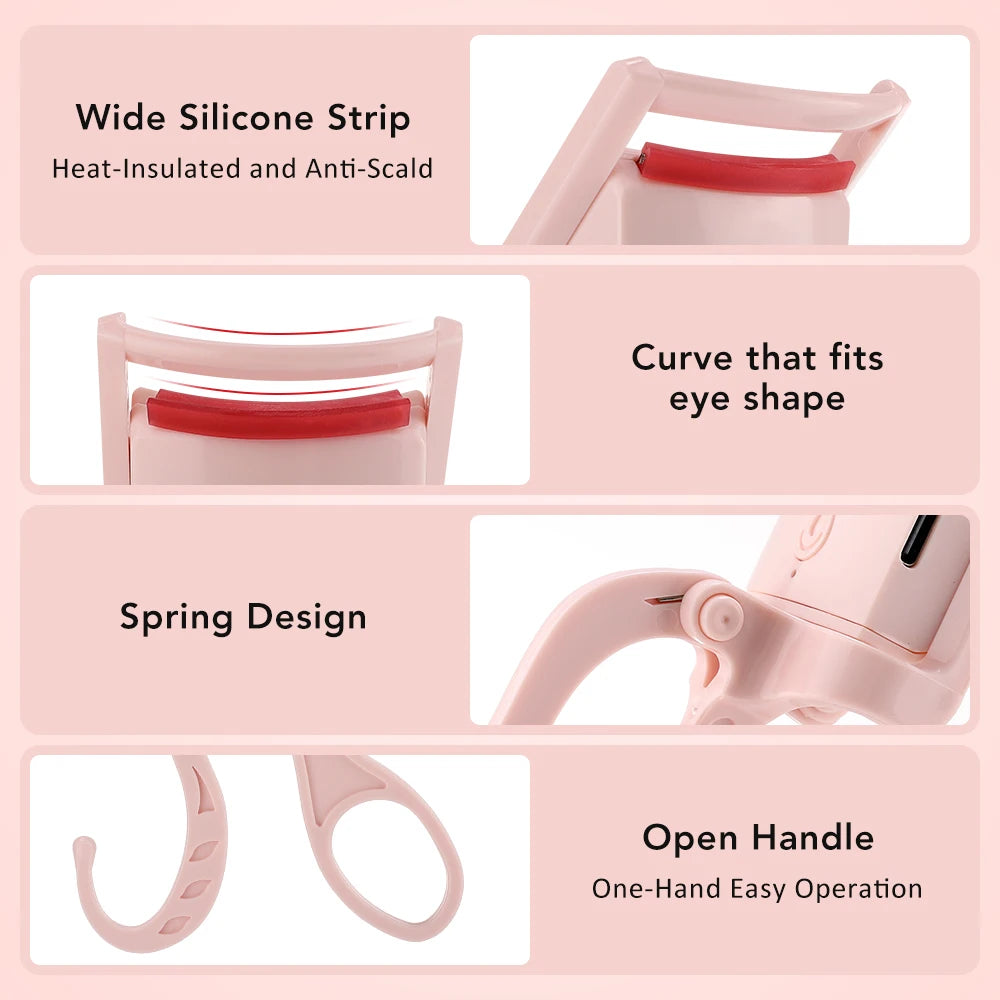 Electric Heated Eyelash Curler Comb Rechargeable Fast Heating Eyelash Curling Machine Long-Lasting Naturally Makeup Tool