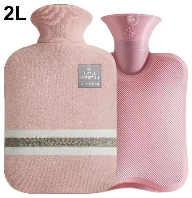 Hot Water Bottle with Knitted Cover Durable 1L/2L Hot Water Bag for Pain Relief Hot Cold Therapy Hand Feet Warmer Women Gifts