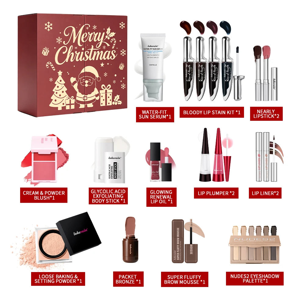 Makeup Set Christmas Advent Calendar Countdown Surprise Gift Set Decoration Christmas Present for Girlfriend Mom Ladies Women
