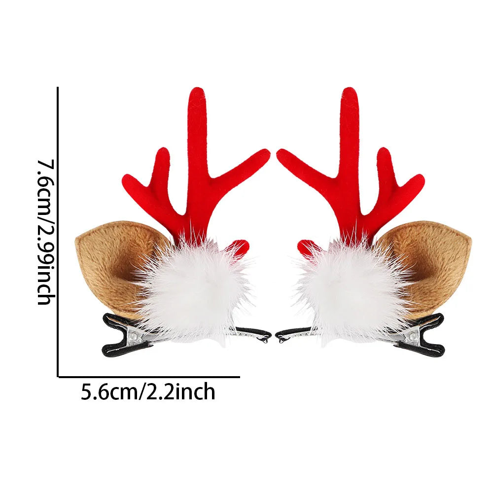 1 Pair Christmas Antler Hair Clips, Christmas Hair Decoration for Children, Deer Ear Headbands, Adult Headwear Hair Accessories