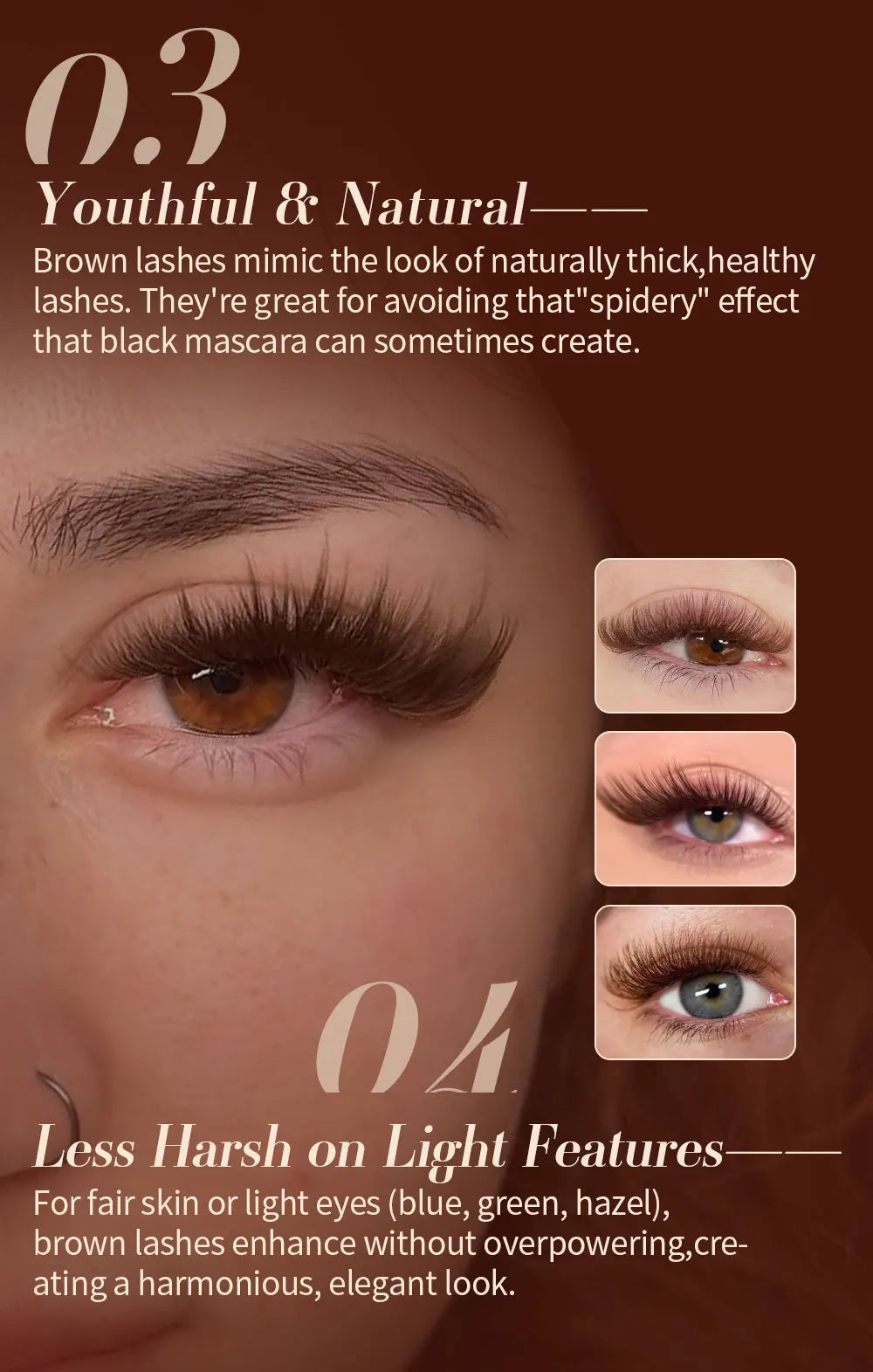 Abonnie LB Lashes Brown Classic Eyelash Extensions Russian Volume Lashes Fluffy Eyelash for Anime Eyelashes