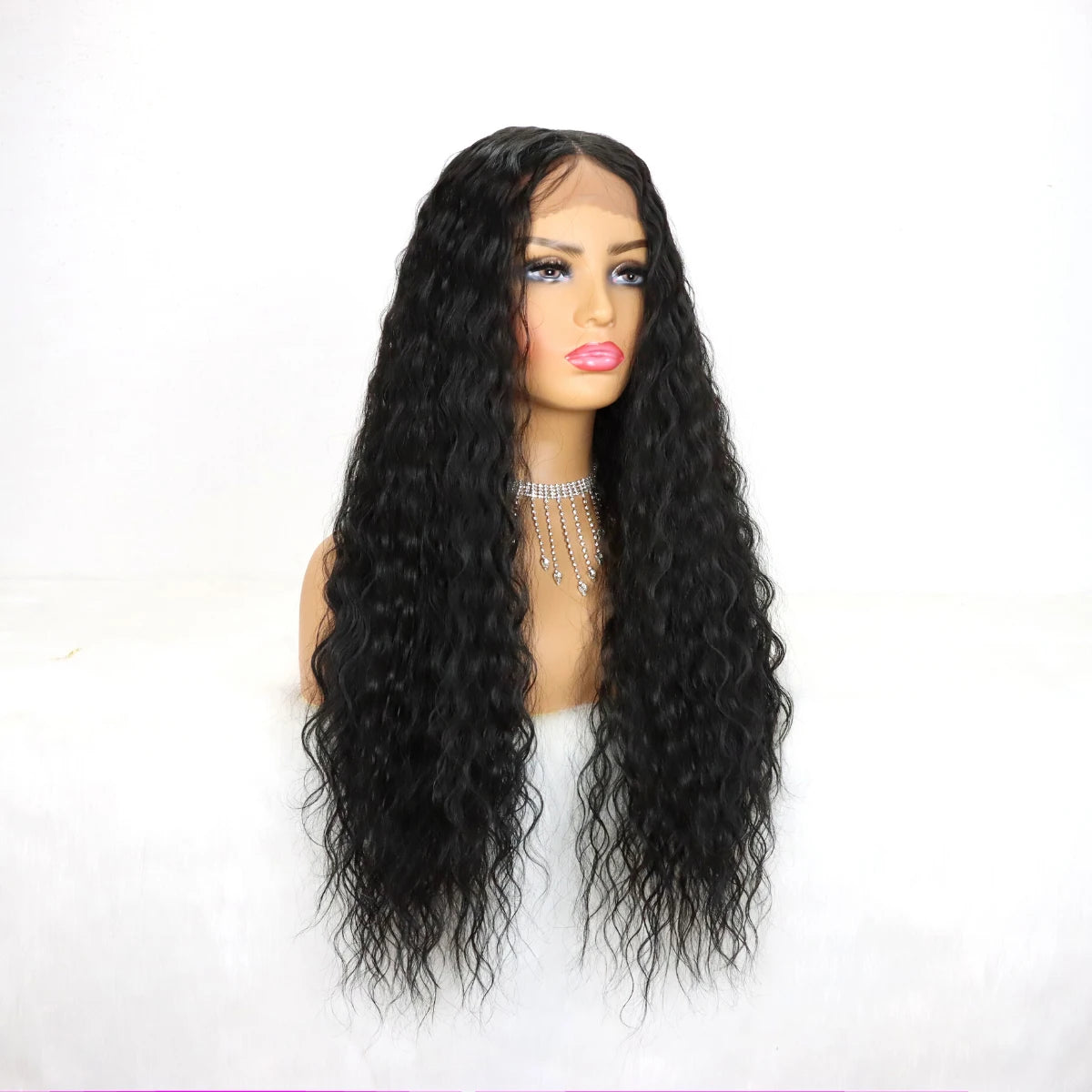 Long Curly Synthetic Lace Front Wigs Honey Blonde Wigs for Women Loose Deep Wave Wig Natural Looking Crimps Heat Resistant Hair