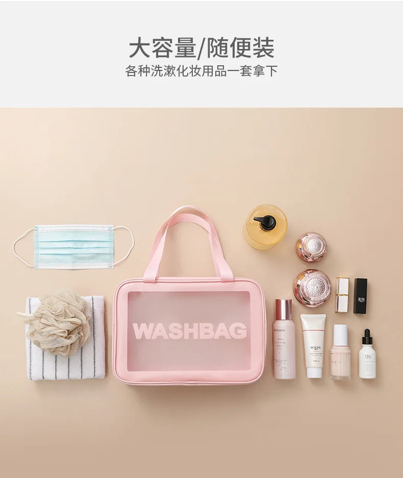 New Transparent Makeup Bag Set Toiletry Organizer Washbag for Women Portable Toiletries Pouch Travel Essential Cosmetics Bag