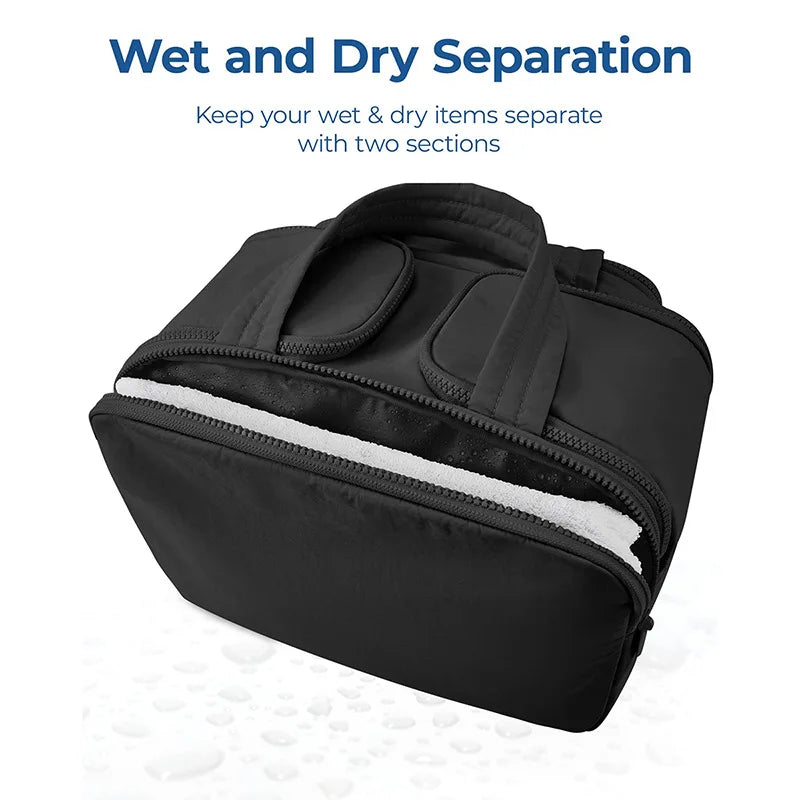 Large capacity waterproof makeup and toiletries handbag for women's travel bathroom shower and makeup storage bag