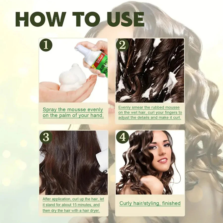 Curl Mousse For Frizz Control Hair Styling Mousse 100Ml Refreshed Defined Curly Hair Foam Pleasant Scent Olive Oil Hair Mousse