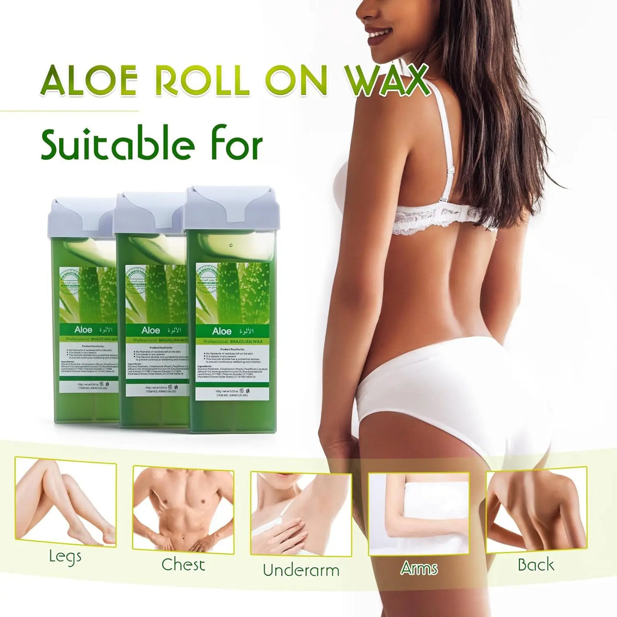 Roll On Refill Hair Removal Wax Painless Depilatory Wax Roller Honey Wax Body Hair Removal For Any Roll On Wax Warmer Cartridge