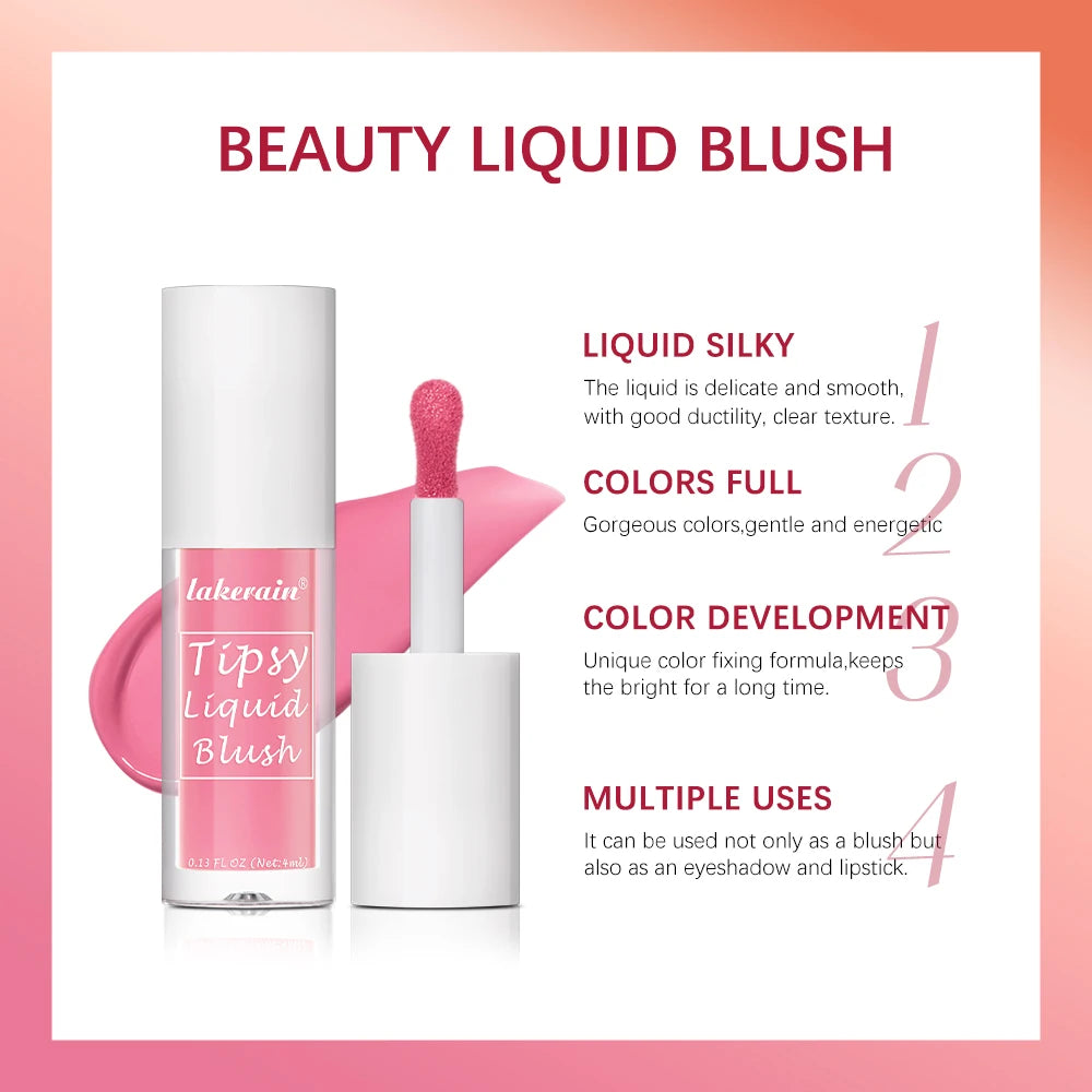 9 Shades Beauty Liquid Blush Lightweight Blendable Dewy Finish Liquid Cheek Tint Long‑Wearing Natural Flush Multi‑Use Face Blush Makeup