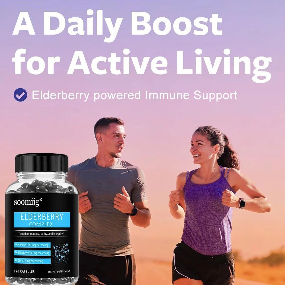 Elderberry + Vitamin C + Zinc-Antioxidant, Immune System Booster, Improves Skin Radiance and Tone, Support Cardiovascular Health