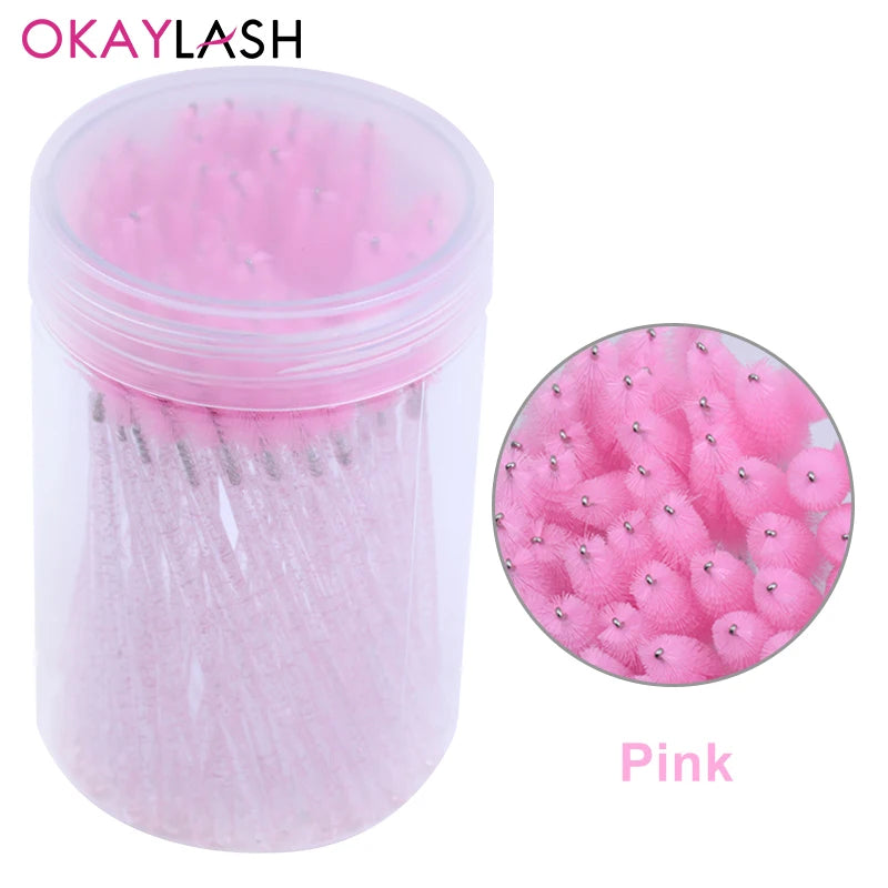 50pcs Crystal Eyelash Brushes With Contianer Disposable Lash Mascara Wands In Case Micro Makeup Applicators  Beauty Tools