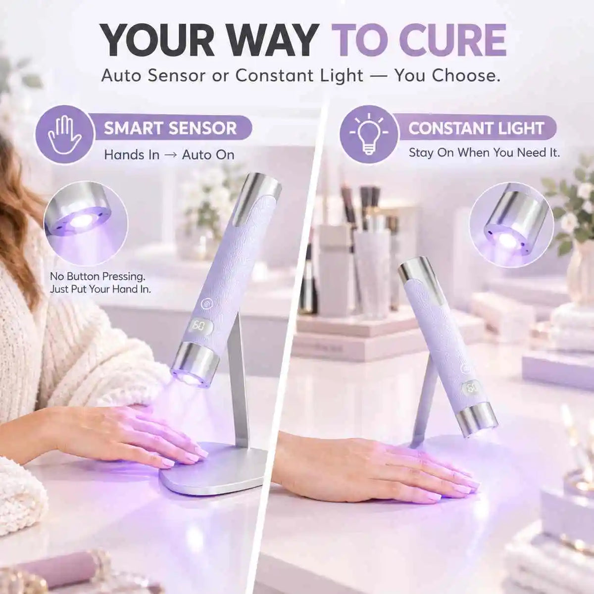 Cordless Handheld UV LED Nail Lamp withMagneticStand Smart Sensor Mini Gel Curing Pen Manicure Flashlight Drying Desk nail Dryer