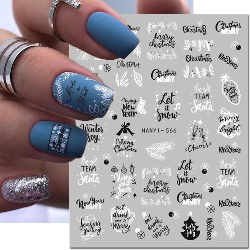 3d Nail Art Stickers Winter Christmas Trees Snow Mountains Xmas Snowflakes Decals For Nails Decoration Manicure Salon Beauty