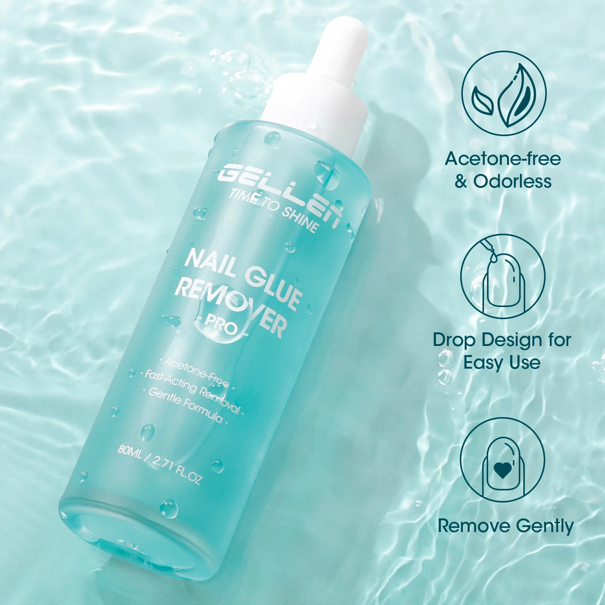 GELLEN Nail Polish Remover 16 Fl Oz Non Acetone Pump Bottle Gel Nail Soak Off Remover Kit Vegan Cruelty Free Gentle Nail Care
