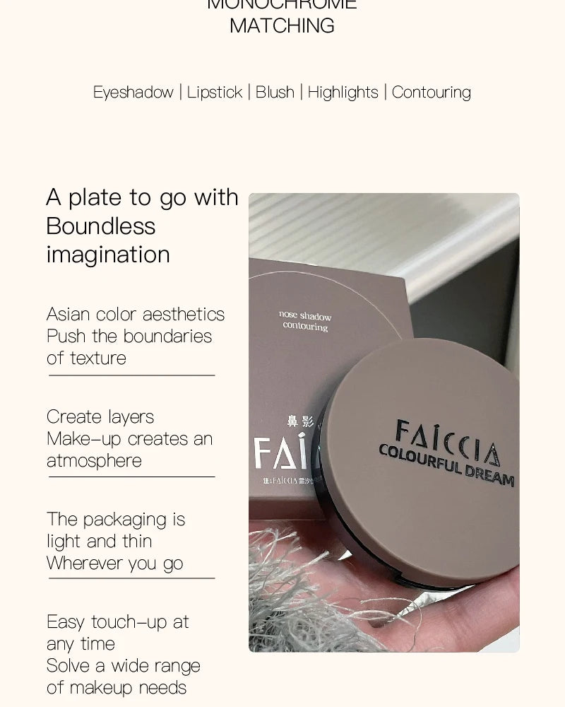 Monochrome Nose Shadow Contour Palette Natural Matte Cement Grey 3D Facial Bronzer Powder Cosmetic Highlight Brighten Contouring