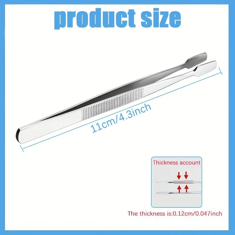 1/2 Pcs Stainless Steel Stamp Tweezers Stamp Collection Tools Flat Wide Tip Precision Tweezers Ideal for Collecting Stamps