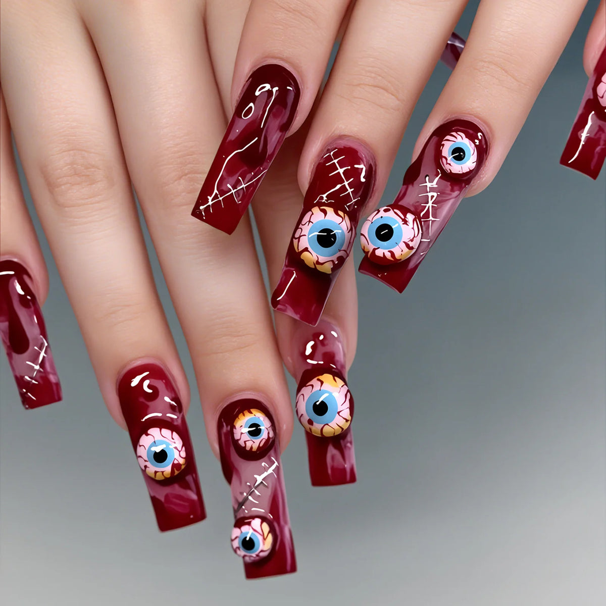 2025 Halloween False Nails European Ghost Witch Pumpkin Almond Fake Nails Tips Wearable Detachable Press on Nails for Women
