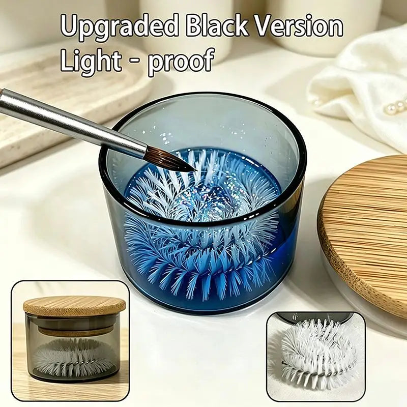 Professional Brush Cleaner Cup 1 Set with Stiff Bristle Brush Smooth Wash Cup for Salon Makeup Artists Nail Technicians