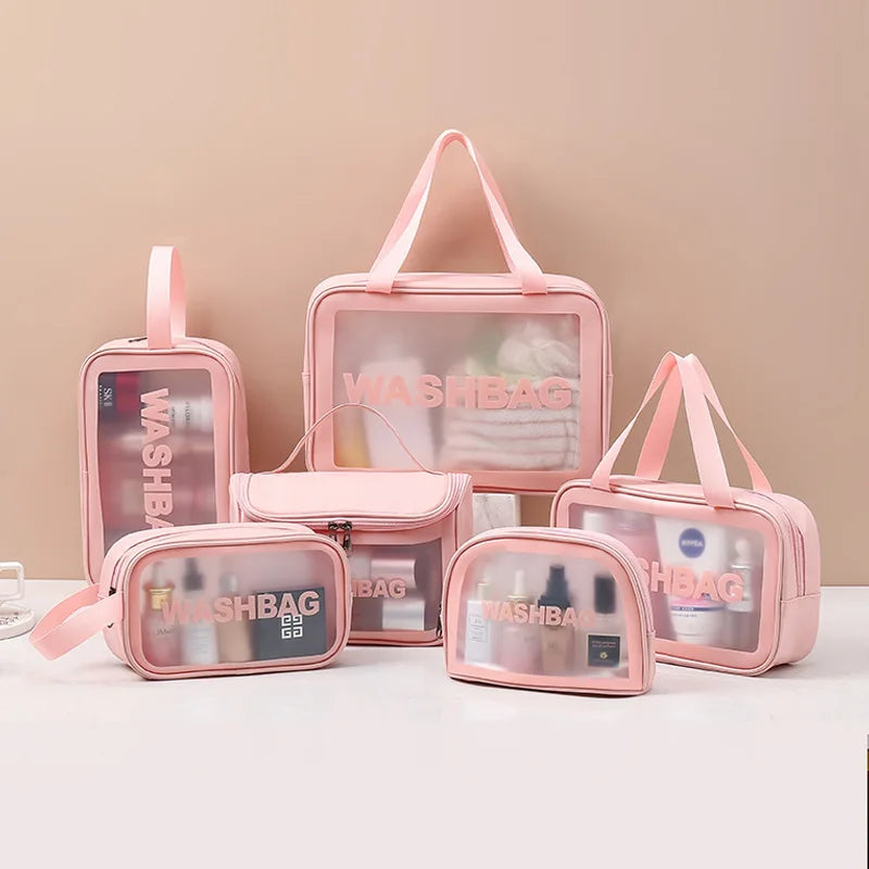 New Transparent Makeup Bag Set Toiletry Organizer Washbag for Women Portable Toiletries Pouch Travel Essential Cosmetics Bag