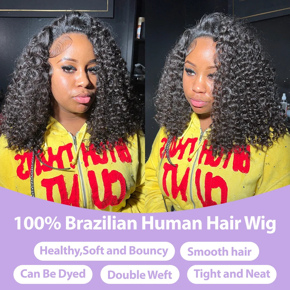 100% Human Hair Short Bob Wigs 13x4 Pre Plucked Human Hair Wig  13x6 Human Hair Deep Wave Human Hair Wigs For Black Women 5x5 Glueless HD Lace Front Wig Ready to Go