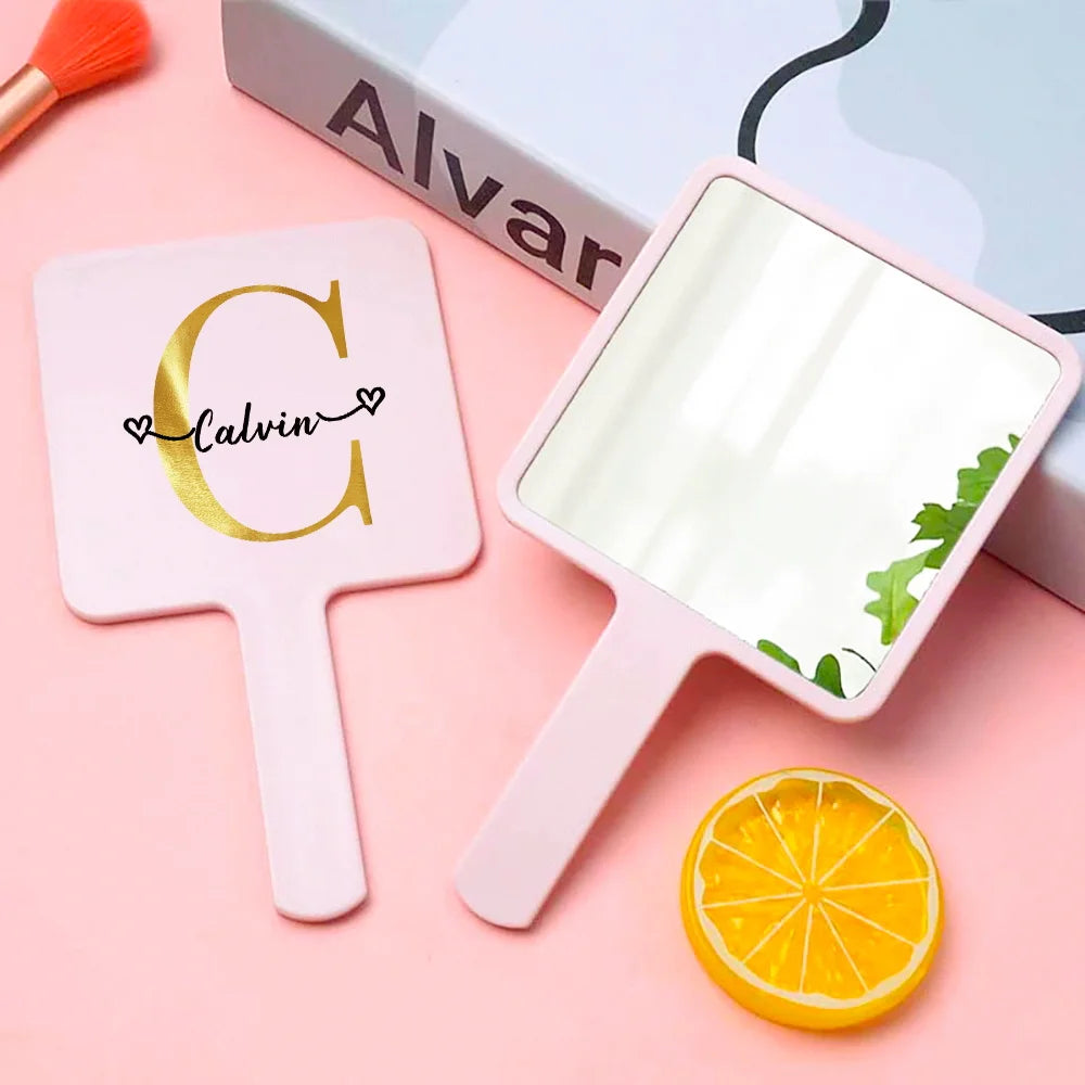 Customized Name Handheld Makeup Mirror Portable Vanity Mirror Personalized Compact Mirror Beauty Tools Engraved for Travel Use