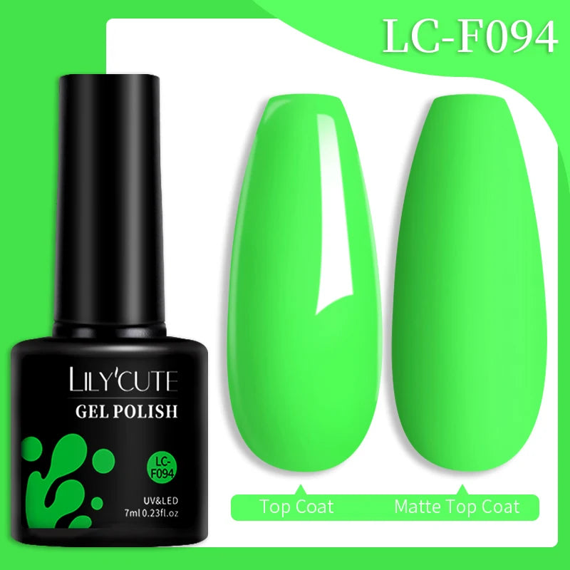 LILYCUTE 7ML Matte Fluorescence Color Gel Nail Polish Spring Summer All For Manicure Base Top Coat Semi Permanent Nails Art Gel