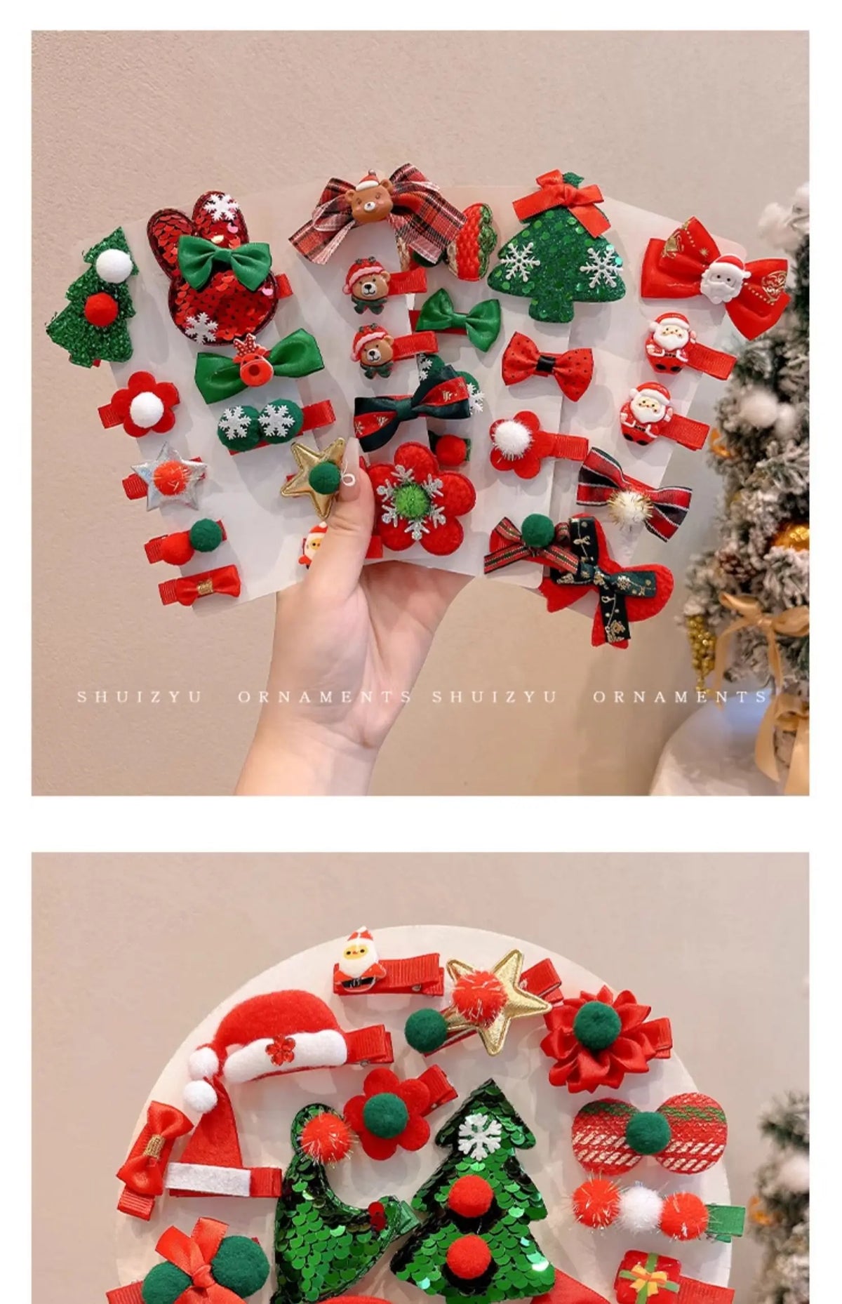 New Year Christmas Cute Cartoon Bow Hairpins Set Children Girls Hair Clips Pin Barrettes Accessories Headwear Headdress Ornament
