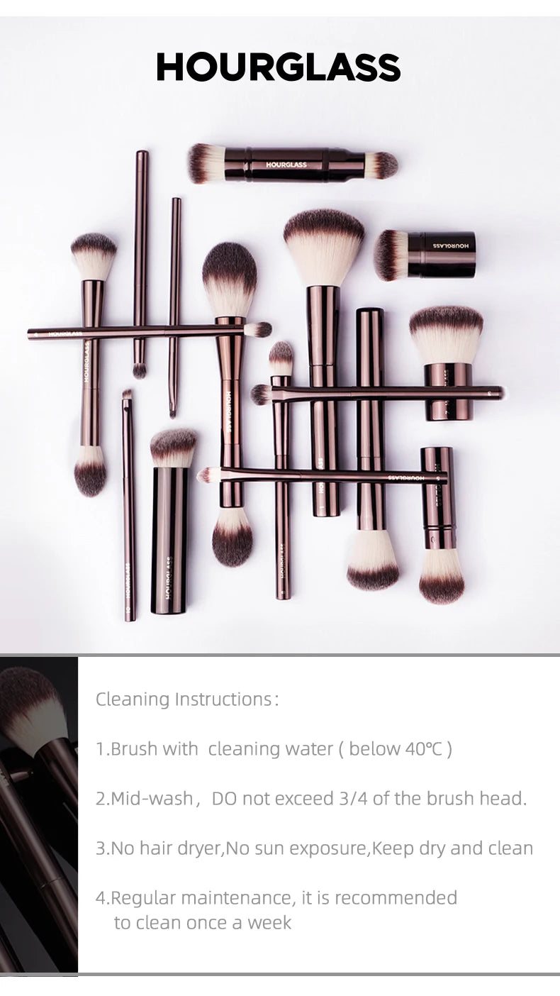 Hourglass Makeup Brush- No.1 Round Head Powder Brush Soft and Skin-friendly Fiber Hair Fashion Design Single Face Brush