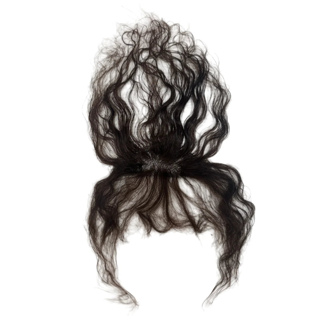 Curly Bangs Toppers for Women 100% Human Hair Breathable Lace Base with Clips Baby Hair Fringe Hairpiece for Thinning Hair