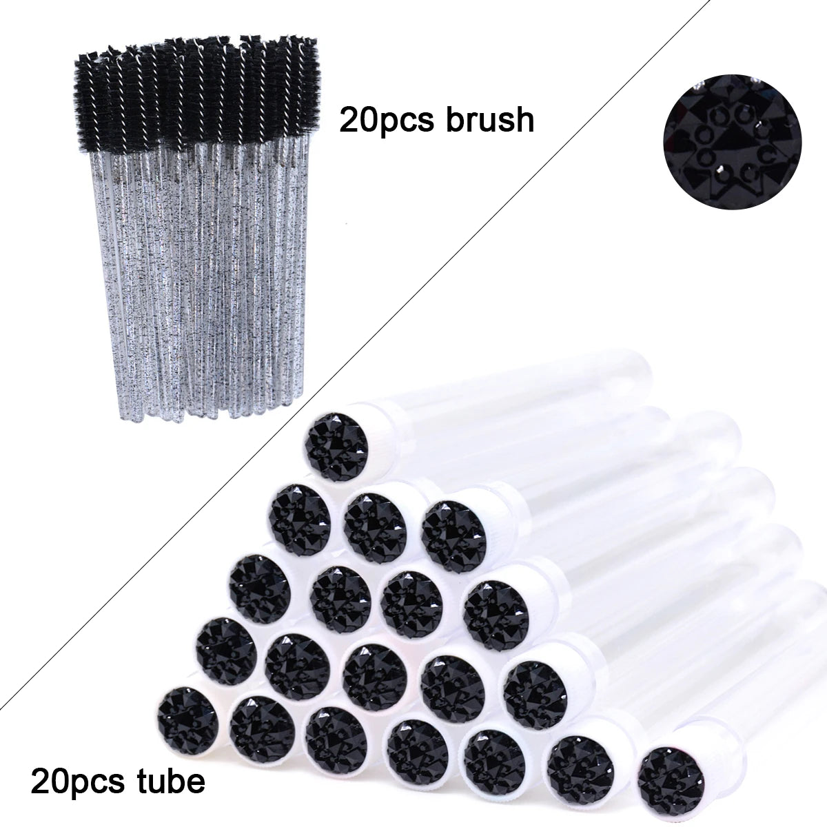 20Pcs Eyelash Extension Brushes With Tubes Lash Mascara Wands Eyebrow Comb Spoolies Container Disposable Makeup Tool Applicator