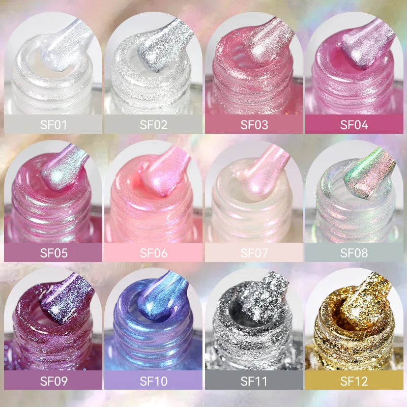LILYCUTE 7ml Auroras Glitter Nail Polish No Need of UV/LED Lamp Nail Supplies Vernis White Pink Silver Pearl Effect for Nails