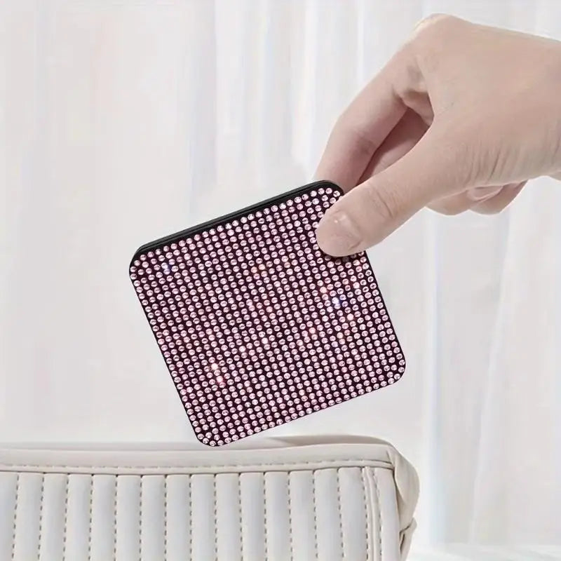 Rhinestone Compact Makeup Mirror Double Sided Foldable Portable HD Reflection for Daily Makeup Touch Up Travel Gift