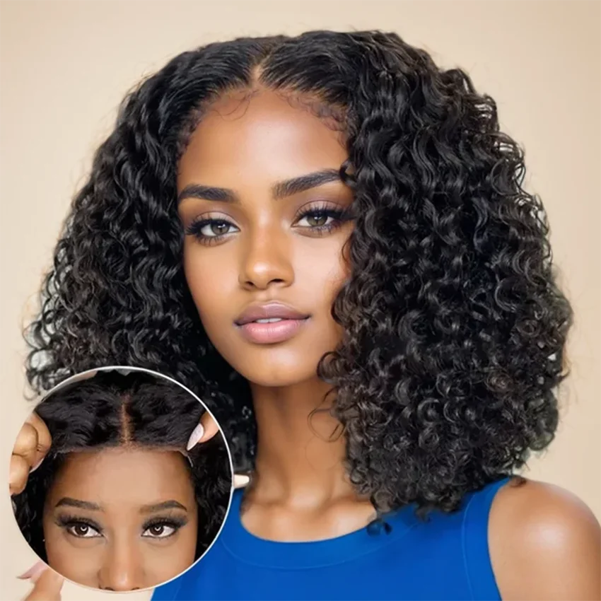 Brazilian Water Curly Lace Front Wig Short Bob Glueless Wigs Human Hair Deep Wave 13X6 Hd Lace Frontal Wig For Women 250 Density